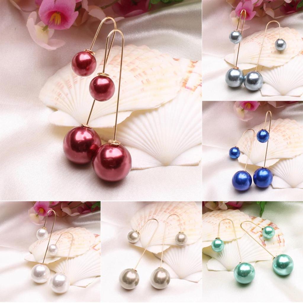 Fashion Double Face Faux Perle Boucles d/'oreilles 16 couleurs femmes Bijoux Cadeau Stud 1 paire