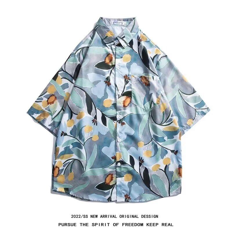 Men'S Retro Shirt, Men'S Summer Outfit, Student Loose Fit, Niche Design, Casual Men'S Top, Outerwear, Beach Top