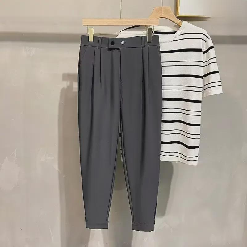 Trendige, kurze Haremshose im koreanischen Stil für Herren – vielseitiger, drapierter Anzug für Frühling und Sommer