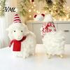 Desktop Festive Ornaments Plush White Sheep Christmas Ornament, Cute Knit Hat Lamb Tabletop Decoration, Soft Knitted Accessories Fabric Hanging