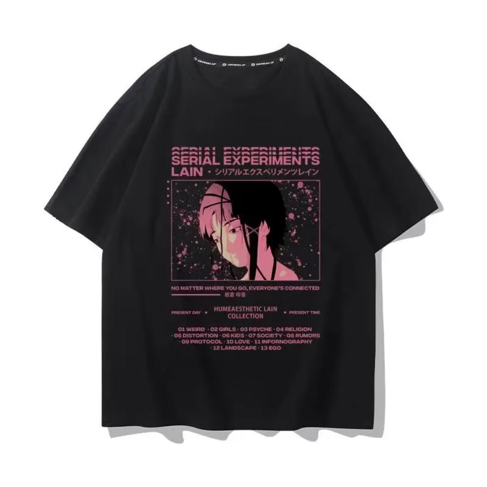 Tricou din bumbac din seria Experimental Lain Anime japonez Unisex Bărbați Femei Îmbrăcăminte de stradă y2k Top Manga cu personalitate Tricouri grafice