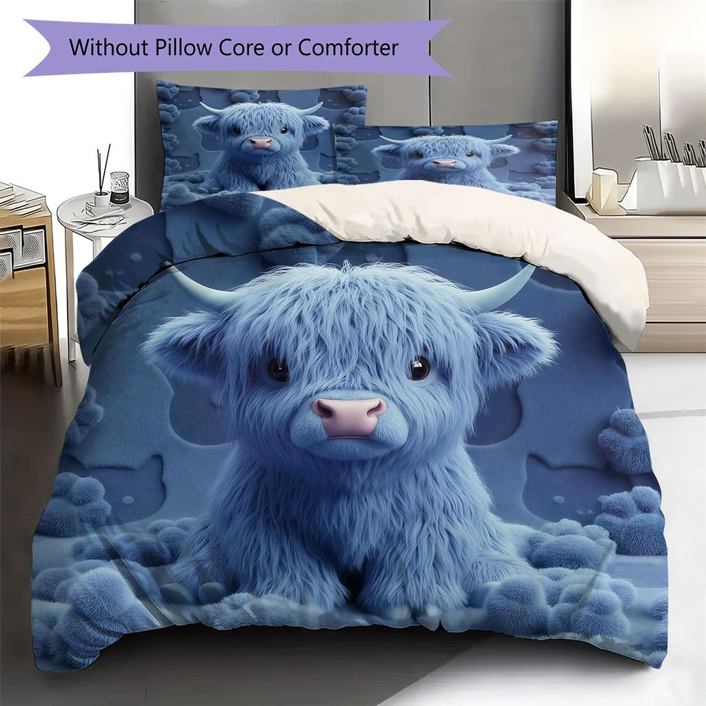 Furryanimals Pattern Bedding Quilt Set Quilt Cover Pillowcase Home Decoration Birthday Gift (1 * duvet cover + 2 * pillowcase, without core)