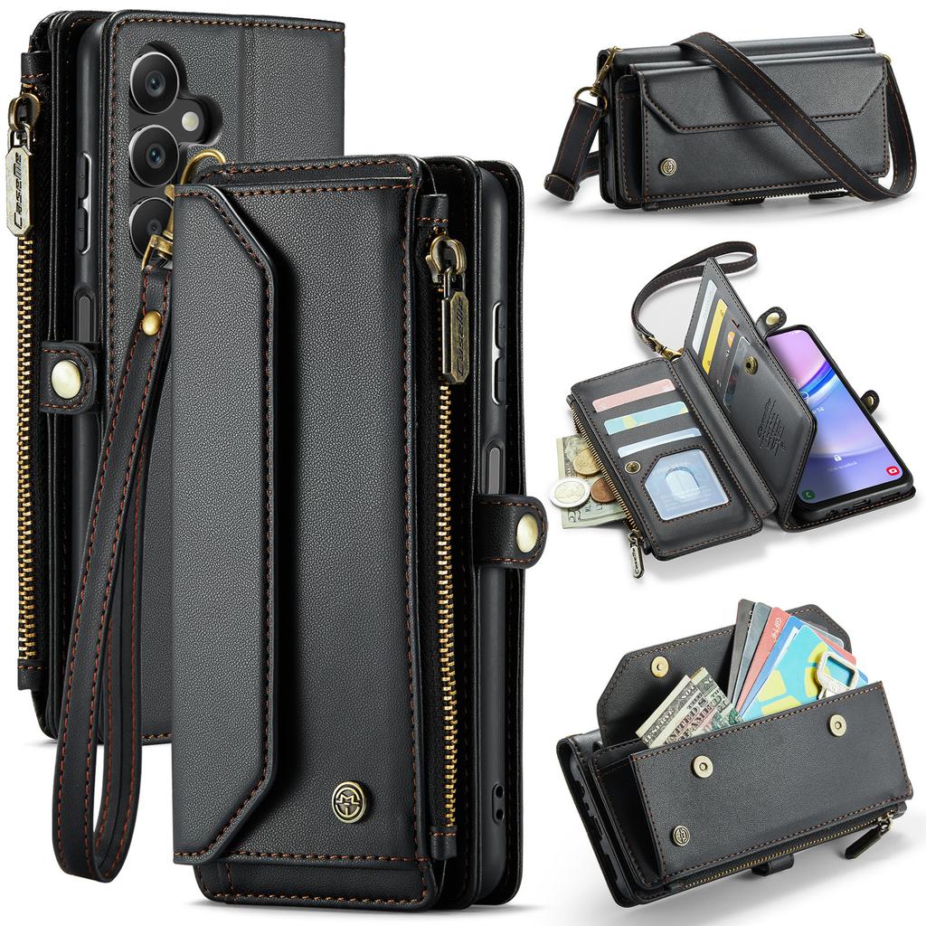 For Samsung Galaxy A16 5G/A16 4G Leather Case CASEME C36 Zipper Multiple Card Slots Phone Cover with Straps