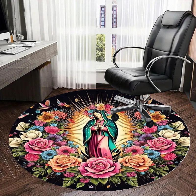 1pc Office Carpet Chair Mats Floral Virgin Guadalupe Artwork Perfect for Decorating Office Chairs, Living Rooms, Or Bedrooms.YDT120
