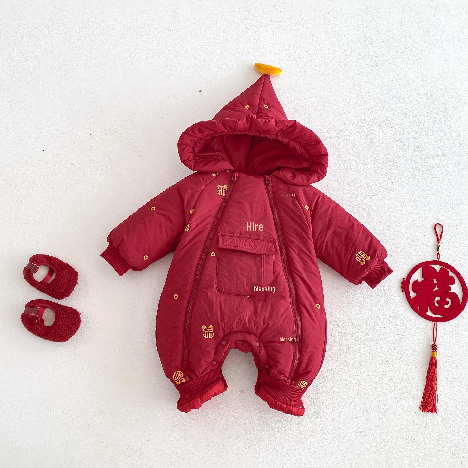 Очаровательный новогодний комбинезон с капюшоном для малыша 2025 73