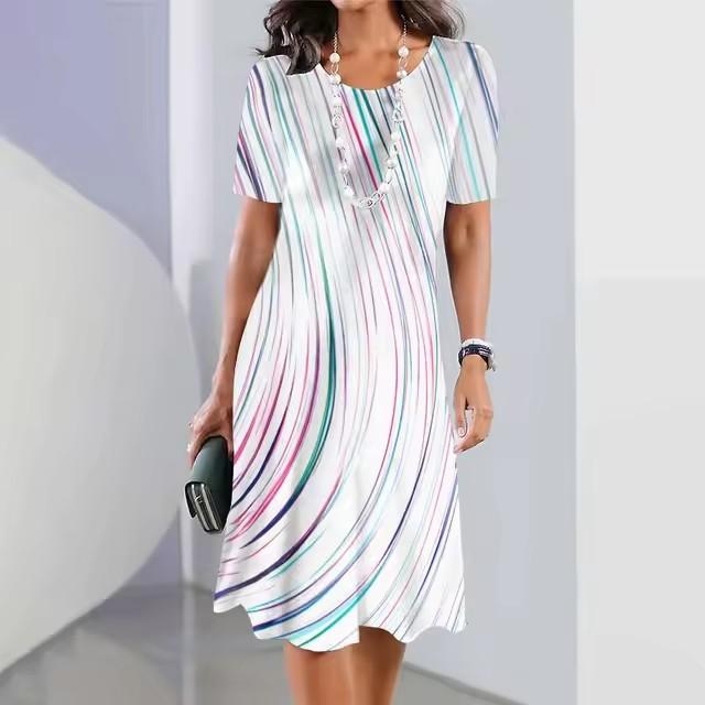 Vestito T-shirt a Maniche Corte da Vacanza Donna Stampa 3D Ampio Taglie Forti Vestiti da Spiaggia