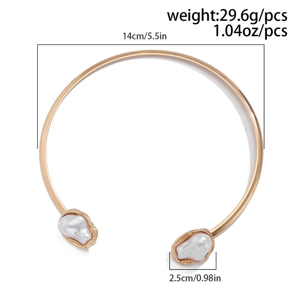 Ins Style Baroque Pearl Collar Choker Commuting Style Minimalist Metal Opening Ornament