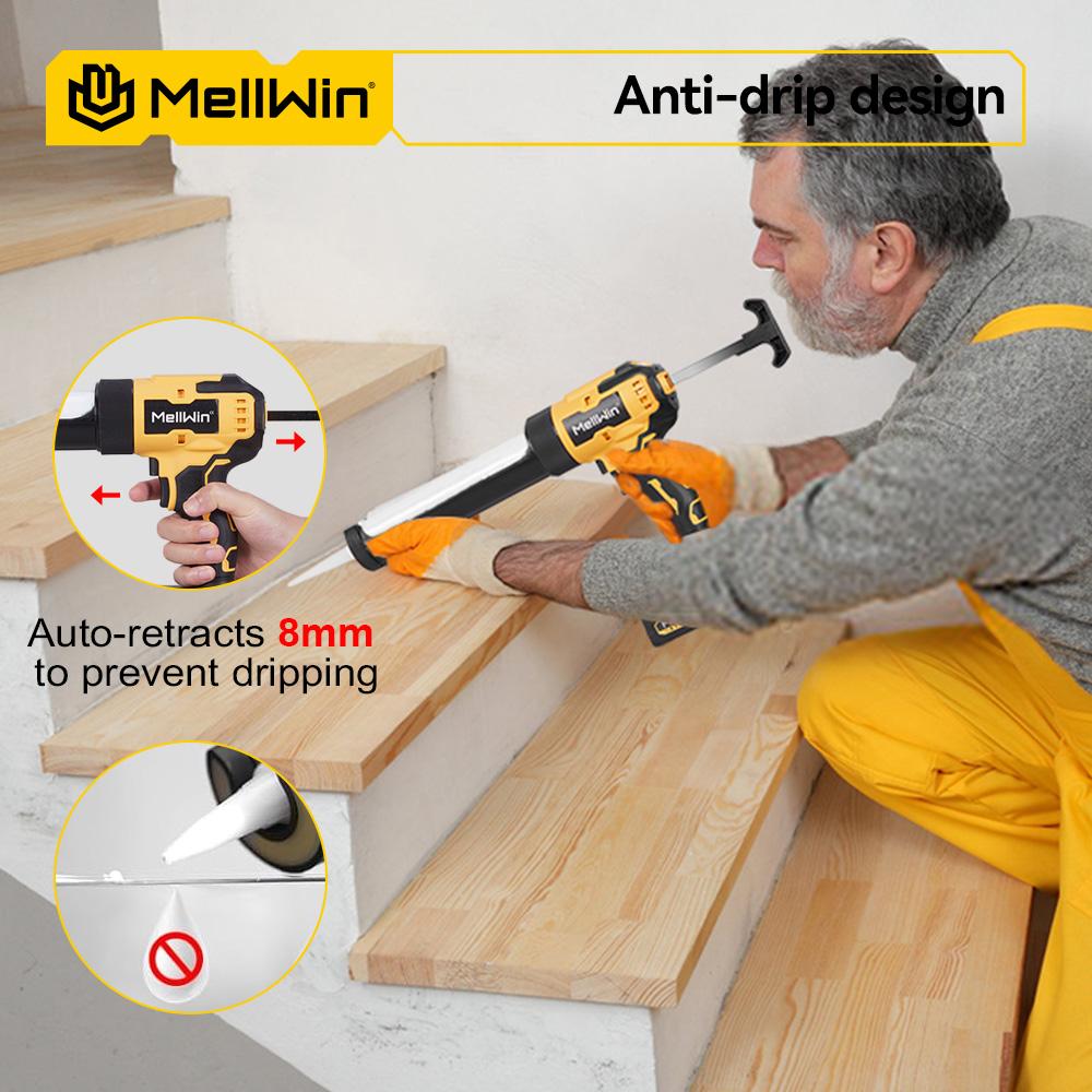 MELLWIN 10 Oz/300 Ml Glass Glue Caulking Gun Cordless Doors & Windows Electric Sewing Gland Tool For Makita 18V Battery Pin