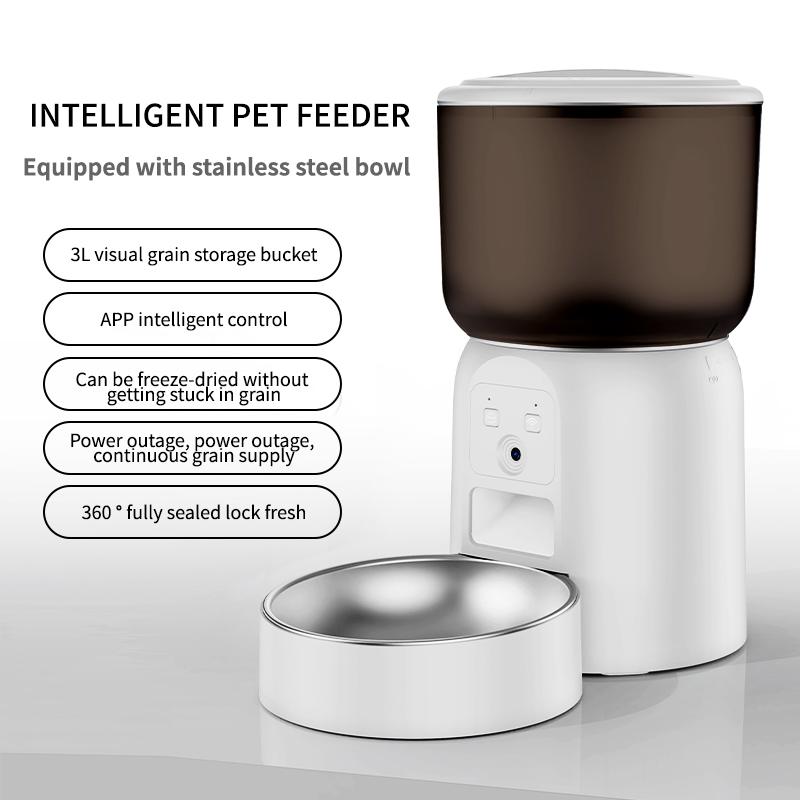 3L Stainless Steel Pet Feeder Intelligent Automatic Pet Feeder Wifi Camera Smart Dry Food Pet Cat Bowl Dog Video Smart Bowl