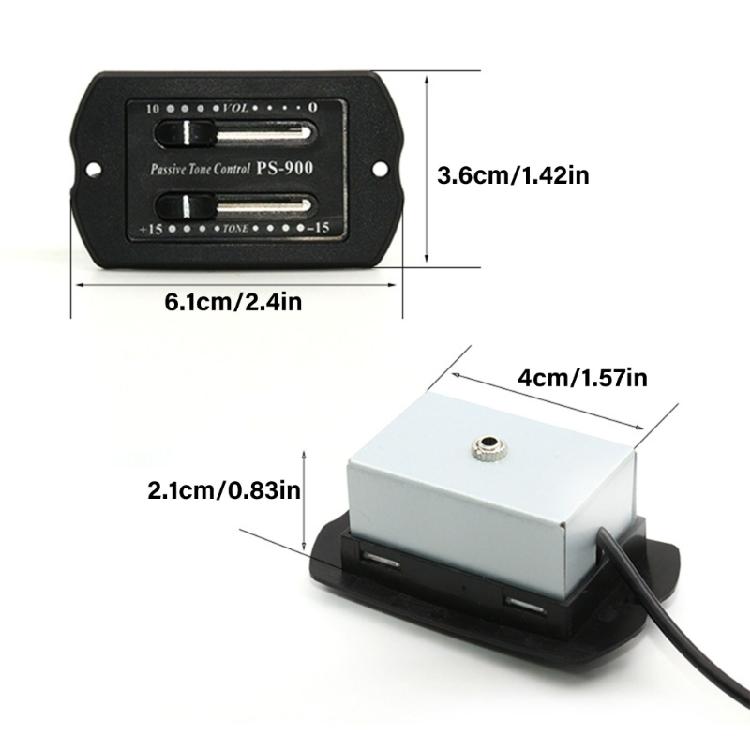 2 Band Acoustic Guitar Preamp EQ Equalizer Tuner Piezo Pickup Equalizer Pickup Tuner for Acoustic Classical Guitar