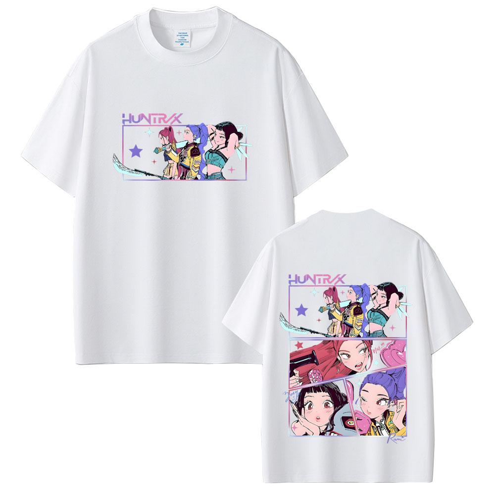 Devil Hunter Double-sided Printed T-shirt for Men and Women Cartoon Casual Oversized Short Sleeved T-shirt Fan Gift