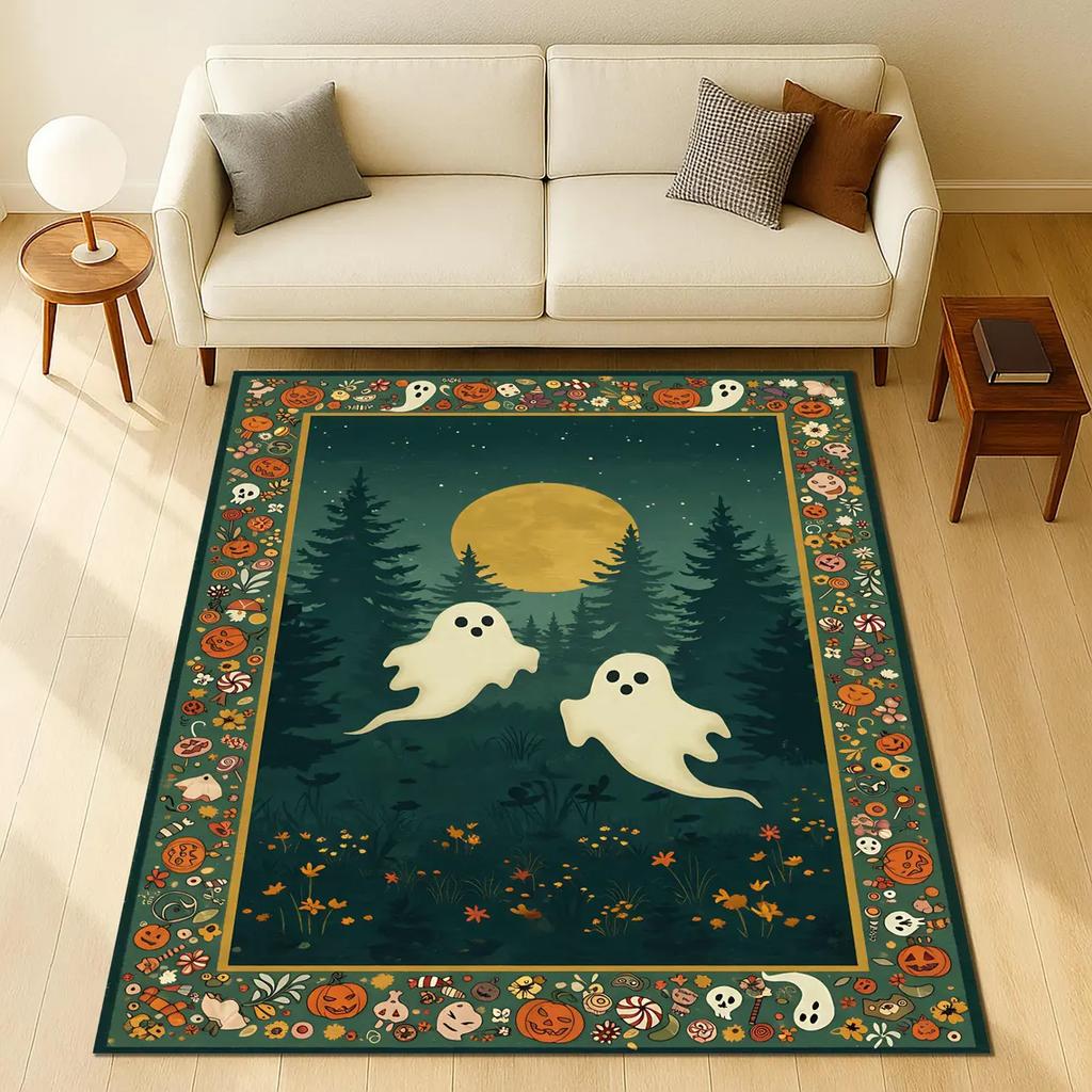 Pumpkin Rug Halloween Rug Gothic Rug,Halloween Art Carpet Halloween Decor Rug Horror Rug,Halloween Themed floor mat