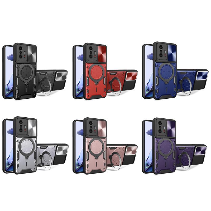 Luxury Shockproof Armor Case For Xiaomi Mi 11T 12T 13 Pro Lite Mi11T Mi12T 5G Anti Shock Ring Stand Holder Full Slide Cap Covers