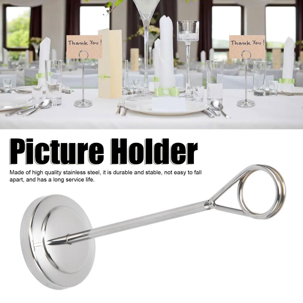 Stainless Steel Table Number Holder Ring Clamp Picture Stand Photo Stands  Hotel Restaurant Home