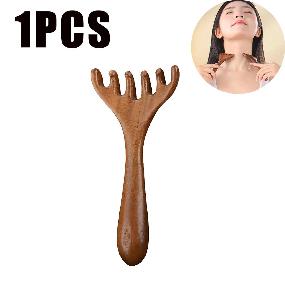 

Сандаловое дерево Гуаша Скребковый массажный инструмент Массажер для головы Ручная расческа для кожи головы Ручной расслабляющий инструмент для успокаивающего массажа головы