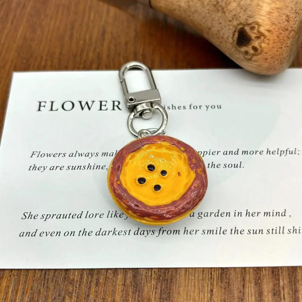 Simulation Hamburger Car Keychain Cute Food Bread Egg Tart Fried Egg Toast DIY Bag Keyring Pendant Kid Gift