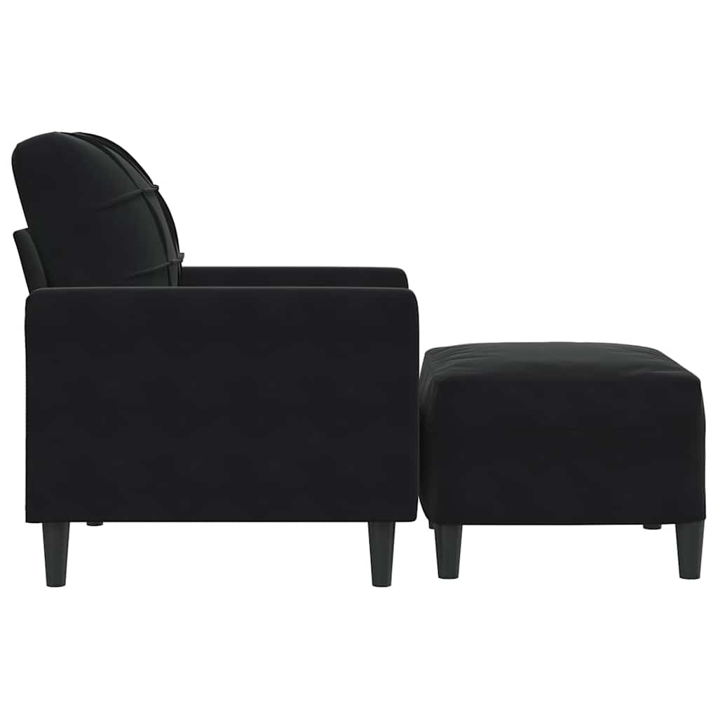 Vidaxl Armchair with Footrest, Black, 60 Cm, Upholstered In Velvet