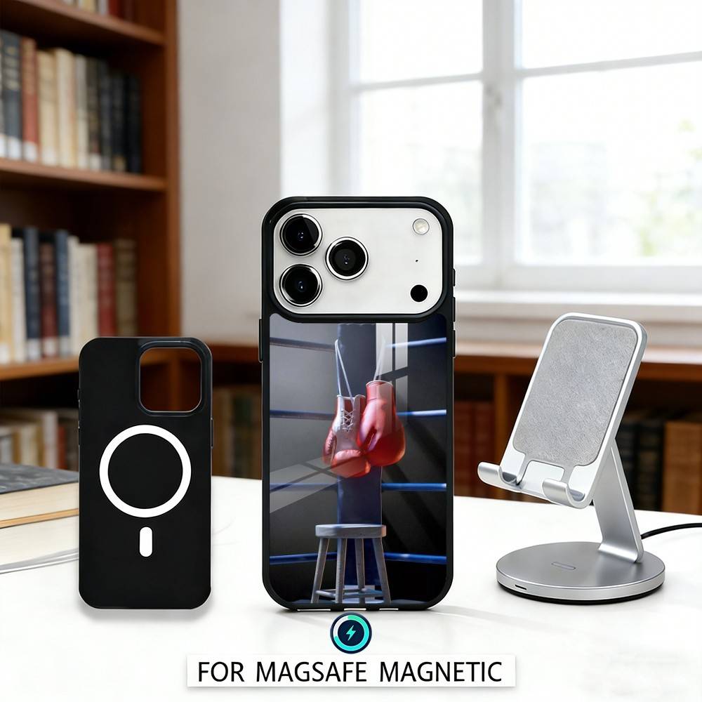 B-Boxing A-Art G-Gloves Phone Case Magnetic For iPhone17 16 15 14 13 12 Pro Max For Magsafe Wireless Charging Cover