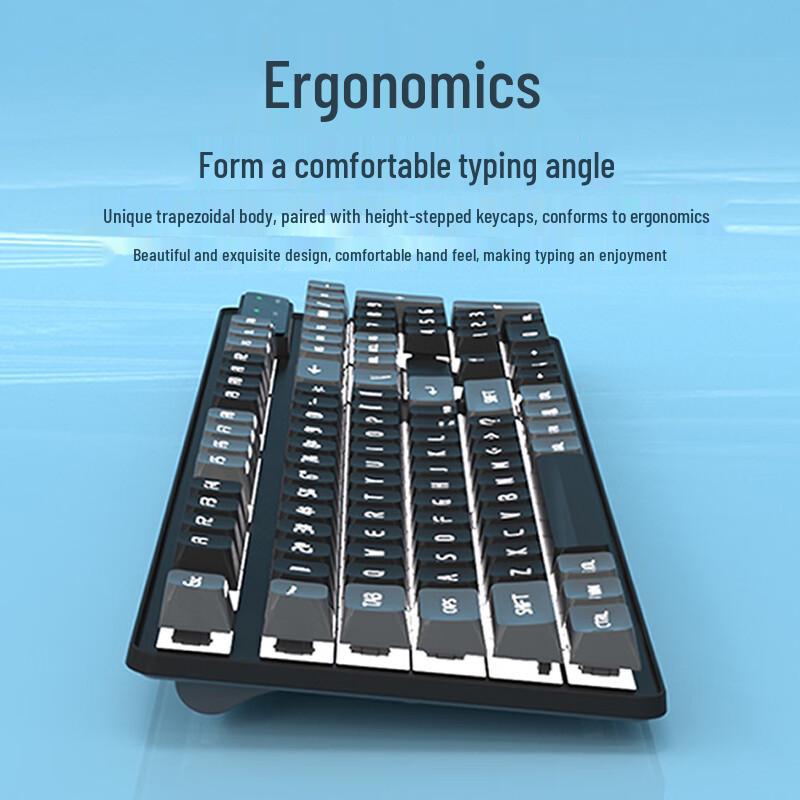 Youshi White-Blue Two-Tone Wired Custom Mechanical Keyboard