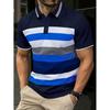 Trendy Striped Short-sleeve Polo Shirt, Perfect for Casual Daily Wear.