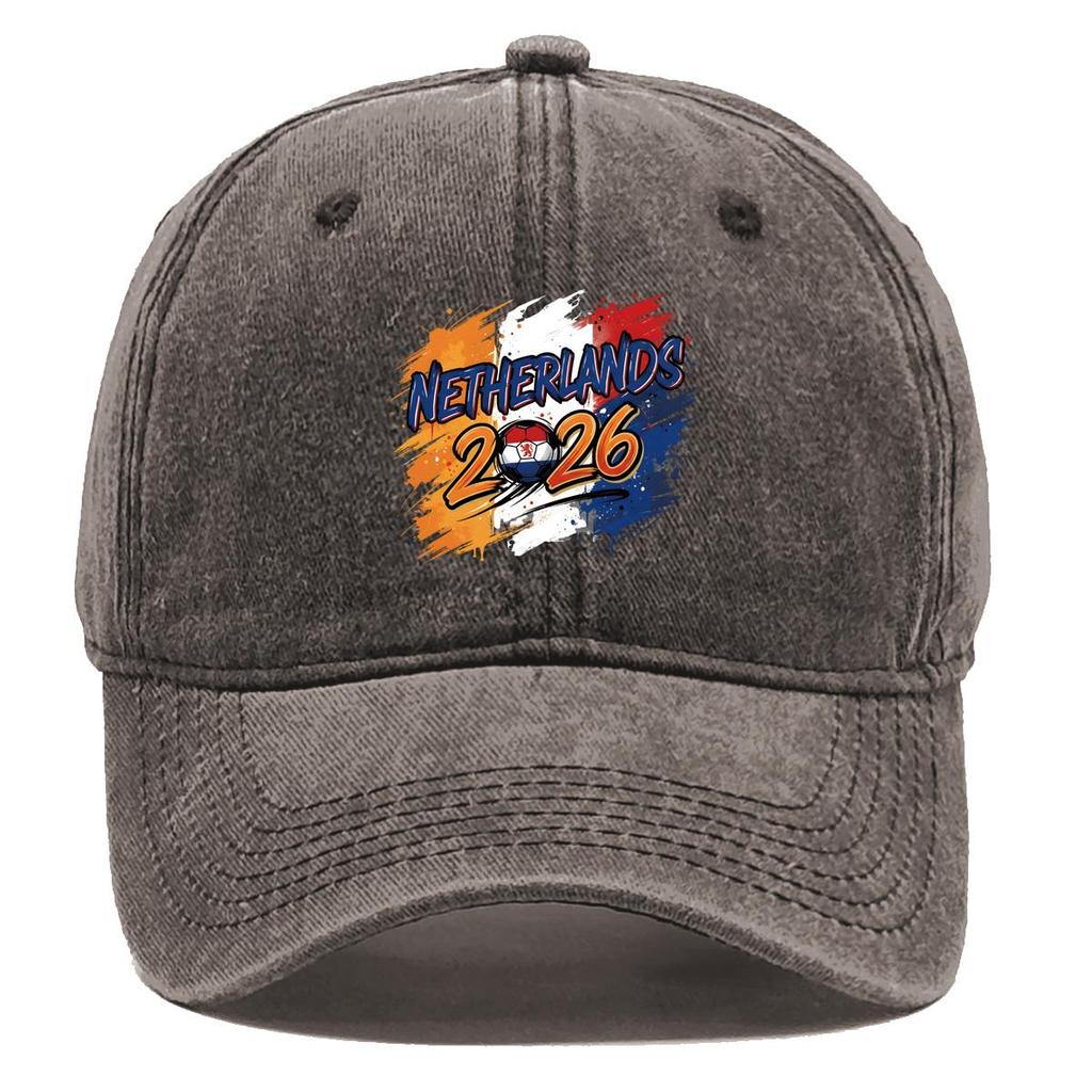 Baseball Hat With 2026 Football Soccer "NETHERLANDS" Flag Printed , Adjustable Sun Hat Casual Hip Hop Retro Unisex Sports Hat