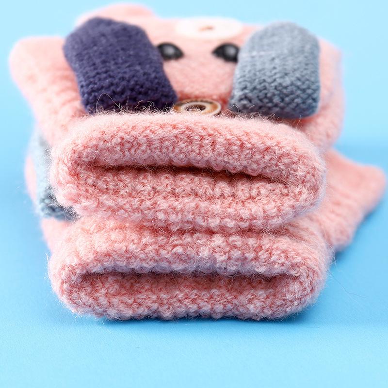 Halvfingerstickade handskar för barn Hösten och vintern Varmhålla elevernas skrivserie Tecknad Kallbevis och varma Hålla pojk- och flickhandskar