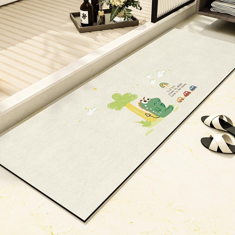 Bathroom Carpet Non-slip Water Absorption Dirt Resistant Floor Mat Cute Panda Black Rug Long Strip Home Decoration Foot Mats