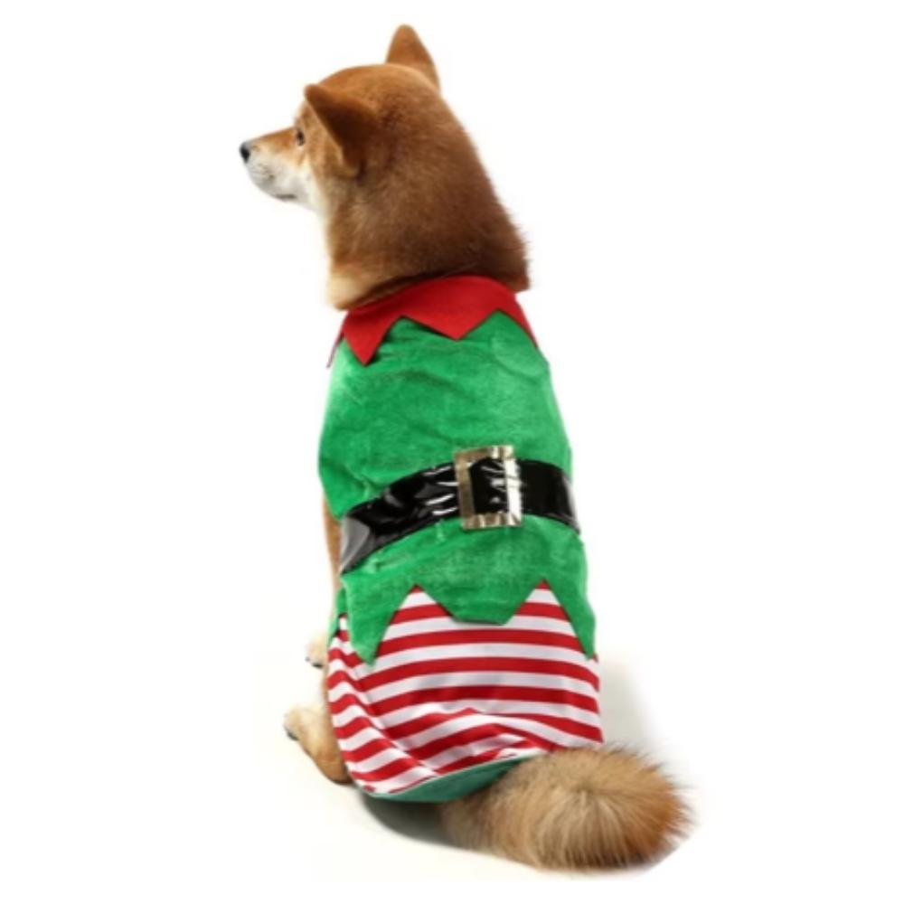 Green Elf Pet Cosplay Costumes Striped Winter Warm Christmas Dog Clothes Comfortable Lovely Puppy Vest Coat Chihuahua
