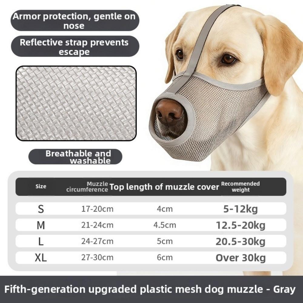 

Washable Dog Muzzle PVC Mesh Pet Muzzles New Puppy Mouth Cover for Large Dogs S