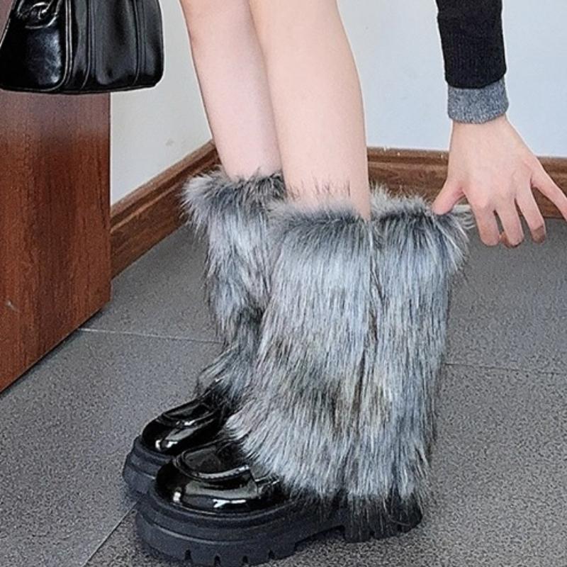 15-45cm New Grey Y2K Spicy Girl Imitation Fur Hair Leg Set Millennium Phoenix Leg Set Winter Warm Stacking Socks