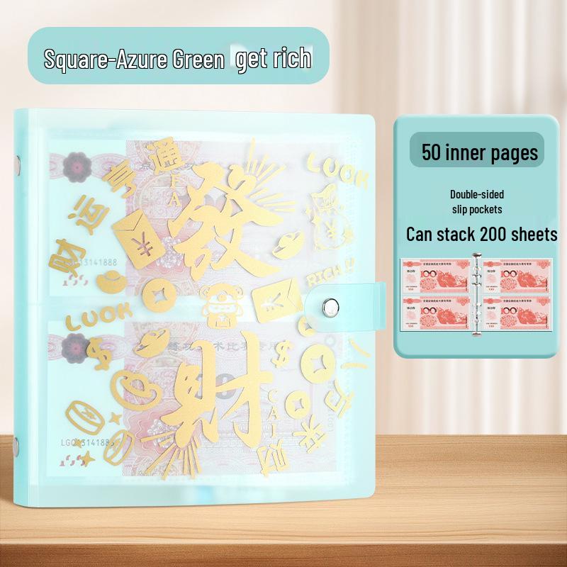 2025 Neujahr A6 Glücks-Sparalbum - Internet-Berühmtheit Geldbuch mit losen Blättern, fasst 20.000.