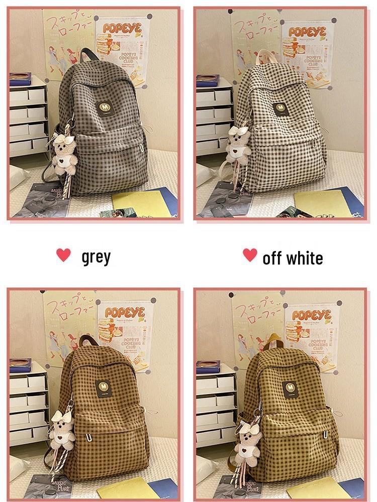 Vintage Plaid Women's Backpack - Lightweight, Versatile, Large-Capacity Bookbag for Commutes and Short Trips