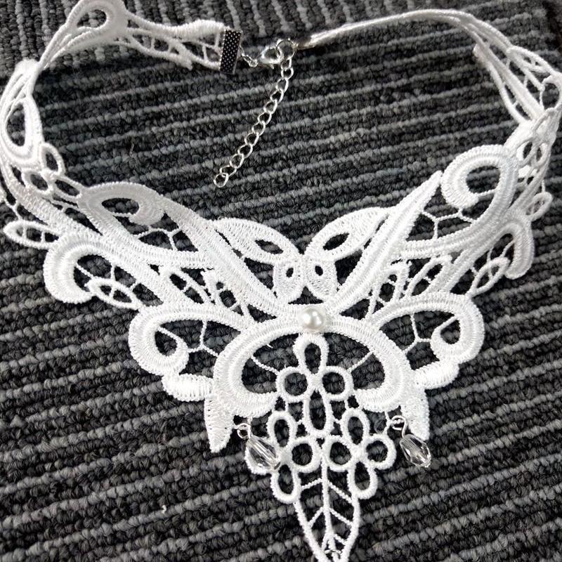 White Lace Butterfly Choker Necklace - Versatile Fashion Accessory for Weddings & Nightclubs