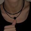 Fashion Vintage Sexy Black Beading Crystal Chain Rose Flower Pendant Necklace Woman Simple Double Layered Clavicle Chain Jewelry