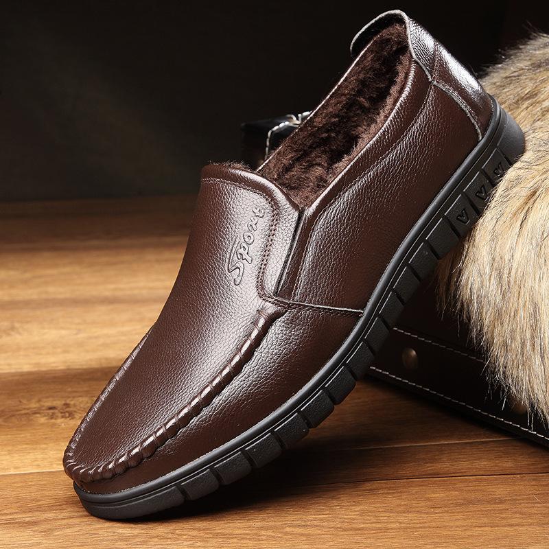 Dad Shoes Genuine Leather Middle-aged and Elderly Breathable Soft Sole First Layer Cowhide Elderly Shoes Non-slip Father Spring Men's Leather Shoes M