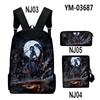 Classic Novelty Black Rock Shooter 3D Print 3pcs/Set School Bags Laptop Daypack Backpack Inclined shoulder bag Pencil Case