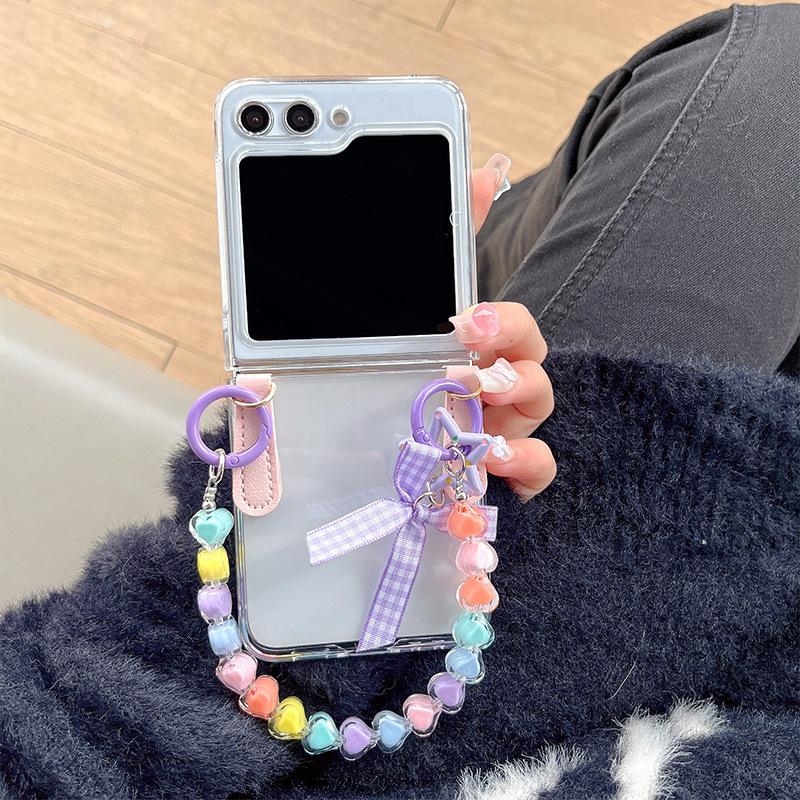 

For Samsung Zflip6 Flip Folding Screen Mobile Phone Case Color Hand Chain Transparent W24flip Love Female Model For Samsung ZFlod5