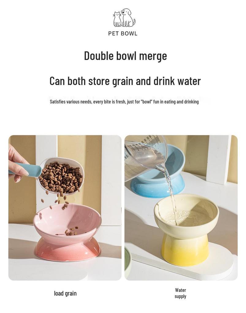 Ceramic Gradient Pet Bowl for Cats and Dogs - Feeder, Food, and Water Bowl