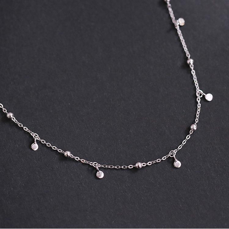 Trendy Clavicle Chain Beaded Necklace with Round Pendant and Tassel Choker for Women