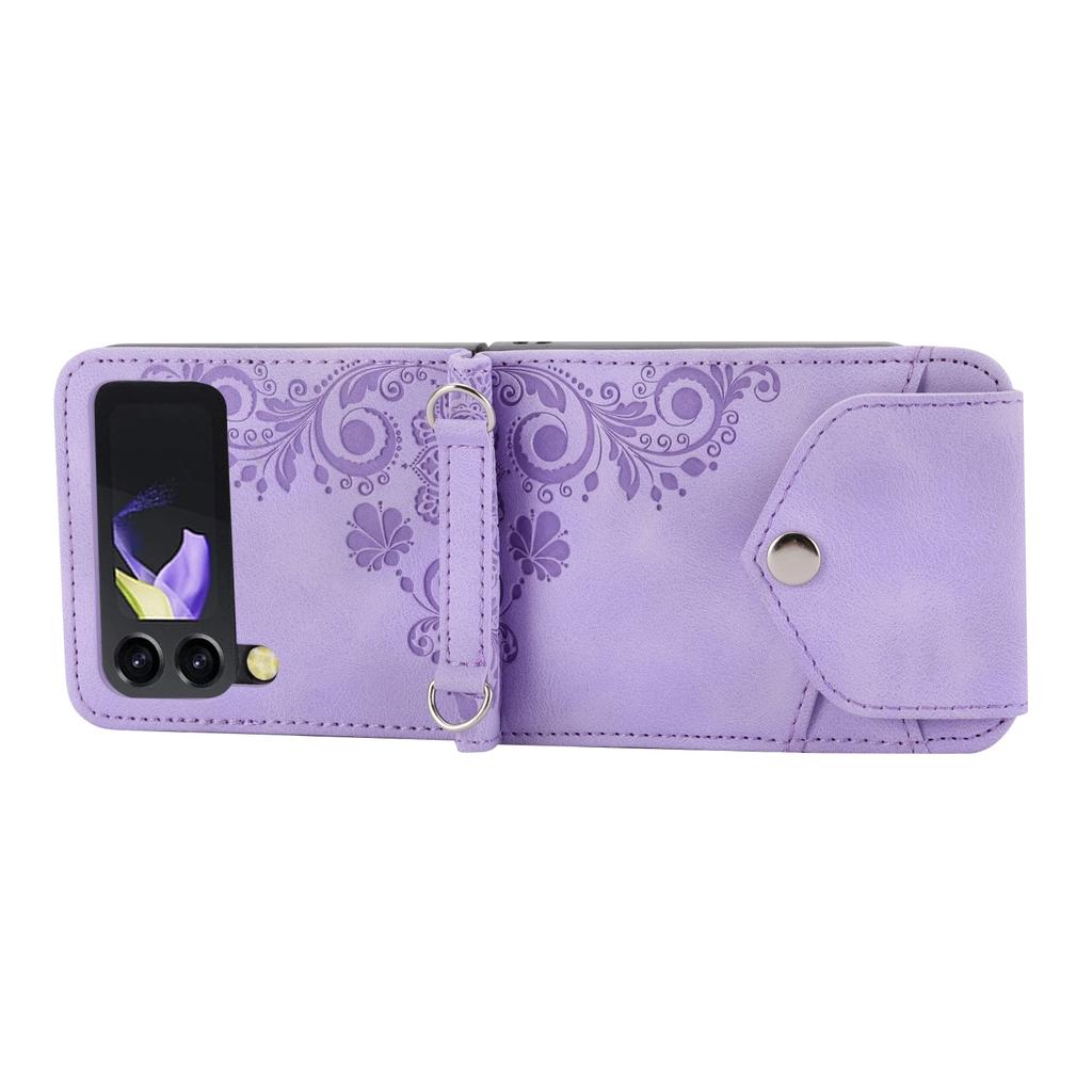 Crossbody Lanyard Wallet Cards Solt Leather Case for Samsung Galaxy Z Flip 6 5 4 Flip5 3 Flip4 5G Card Holder Phone Cover Coque