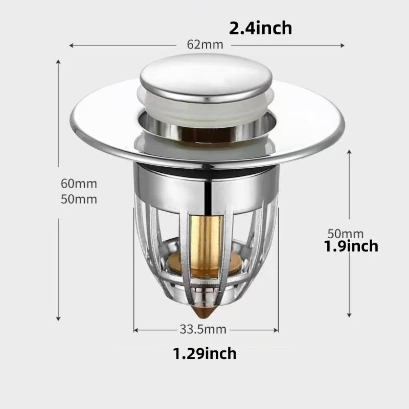 Universal Rebound Drain Plug Filter Household Bounce Core Push Type Drain Filter Kitchen Sink Bathroom Bathtub Plug Water Stop