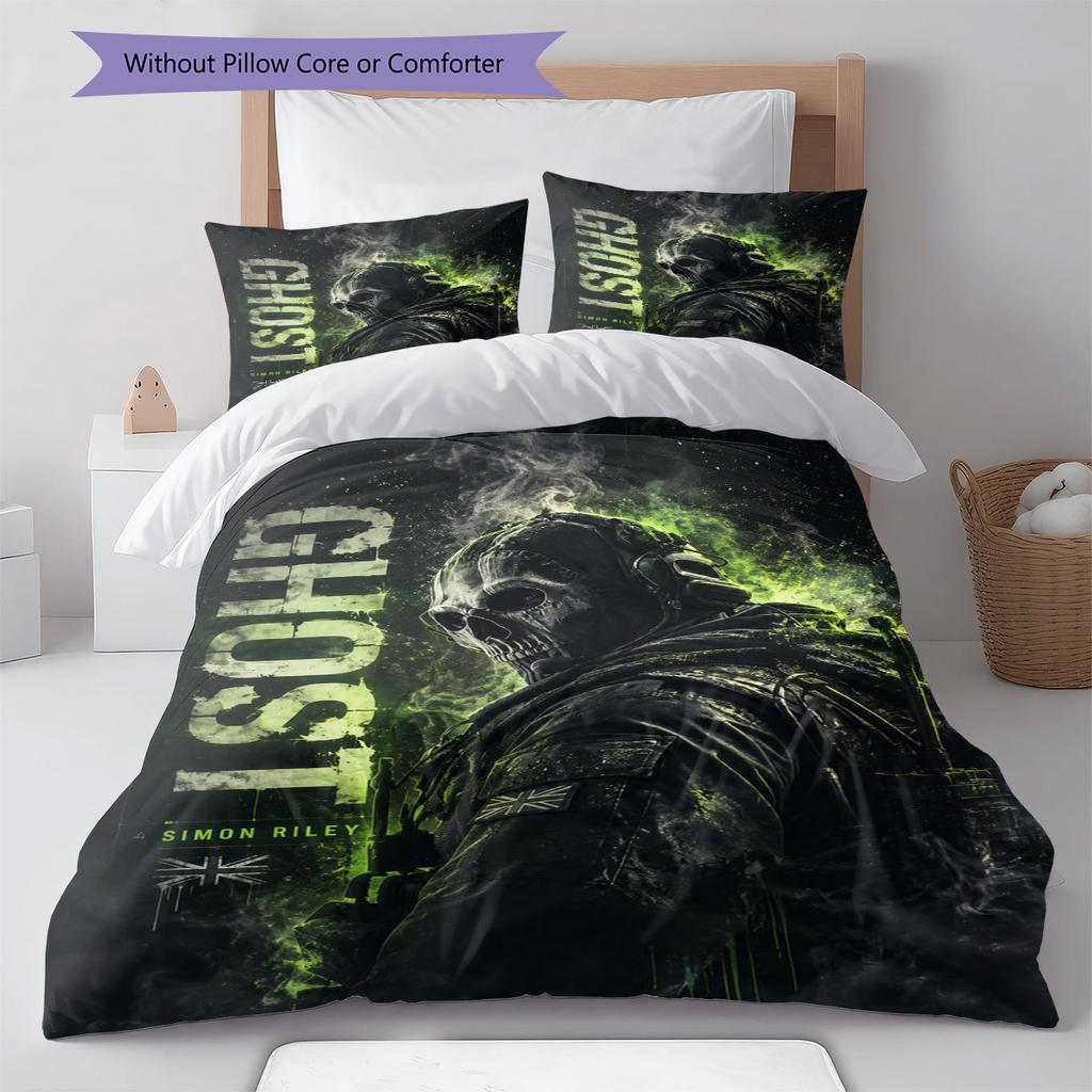 Simon Ghost Pattern Bedding Set Quilt Cover Pillowcase Home Decor Gift (1 * duvet cover + 2 * pillowcase, without core)