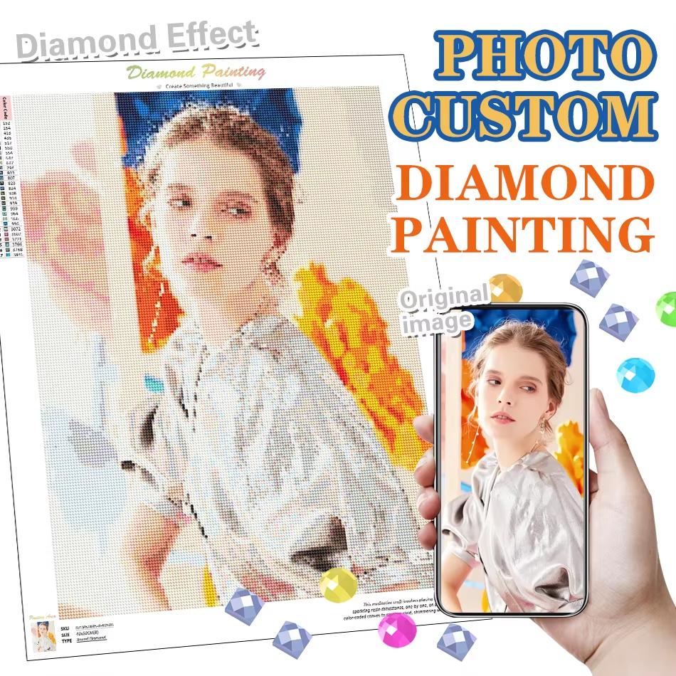 

Алмазний живопис своїми руками Фото на замовлення Повне кругле свердло Алмазна вишивка хрестиком Стрази зображення Унікальні подарунки 50x70cm