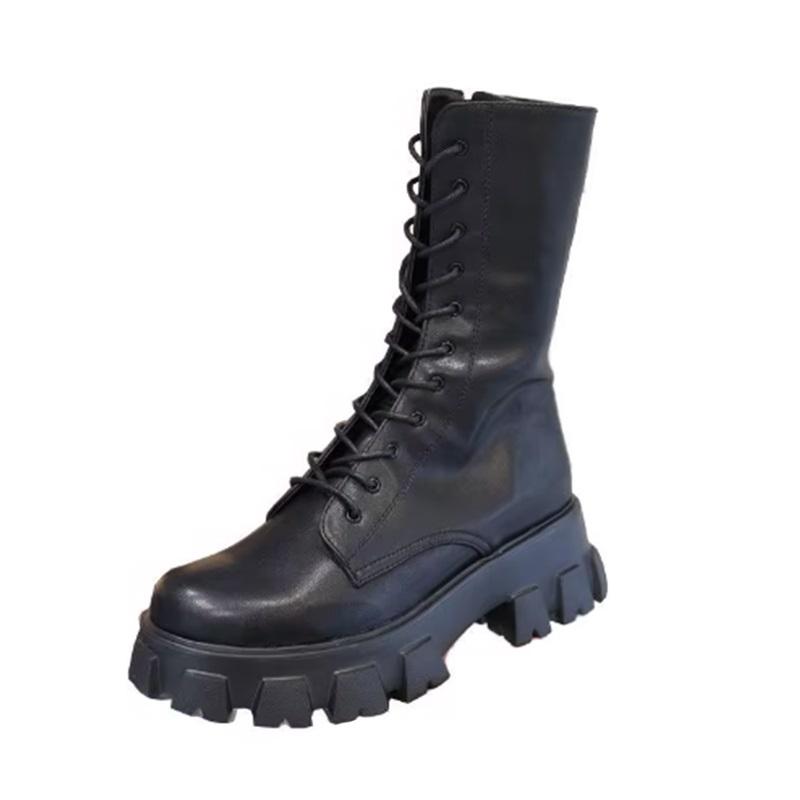 Divat Új Középszárú Női Csizmák Platform Cipők 2025 Téli Divat Bokacsizmák Fűzős Lapos Sportos Sarkú Chelsea Hócsizma Női Cipők