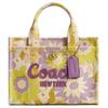 Cargo Tote Bag With Floral Print Canvas Gold Hardware Daily Handbag