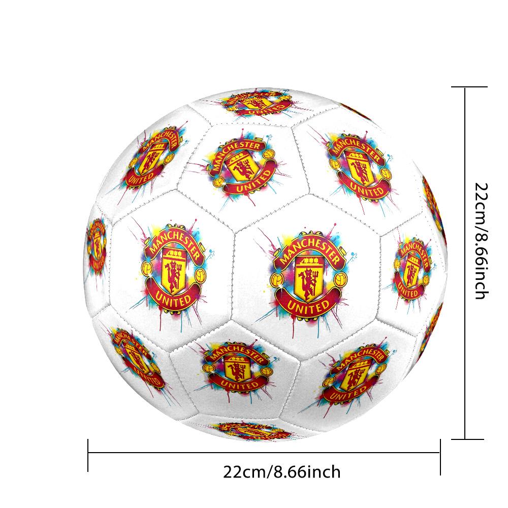 Manchester Crest Soccer Ball Size 5 Football Machine-Stitched Indoor/Outdoor Training and Matches Perfect Commemorative Gift for Soccer Lovers
