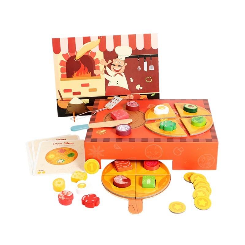 Simulation Pizza Wooden Making Children Toy Set For Role Playing Interaction And