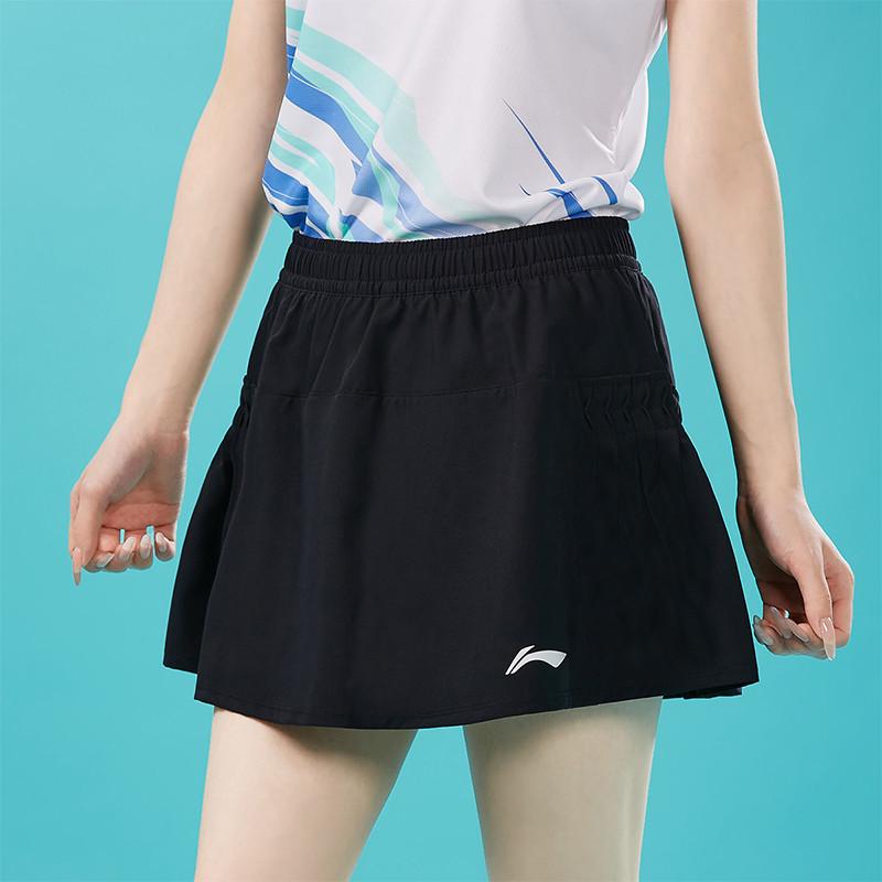 Li Ning Badminton Series Sports Simple Solid Color Quick-Dry Comfortable Skirt Women Skirts Black ASKV010-1