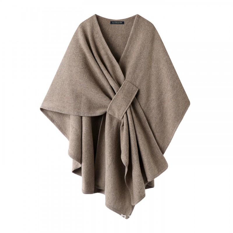 Elegant Womens Oversized Cape Shawl Winter Lightweight Wrap Coat Solid Color Draped Stylish Outerwear