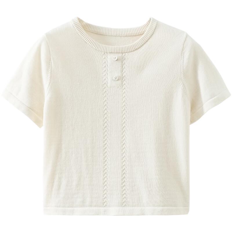 Hacikis Girls' Summer Thin Knit Short-Sleeve T-Shirt